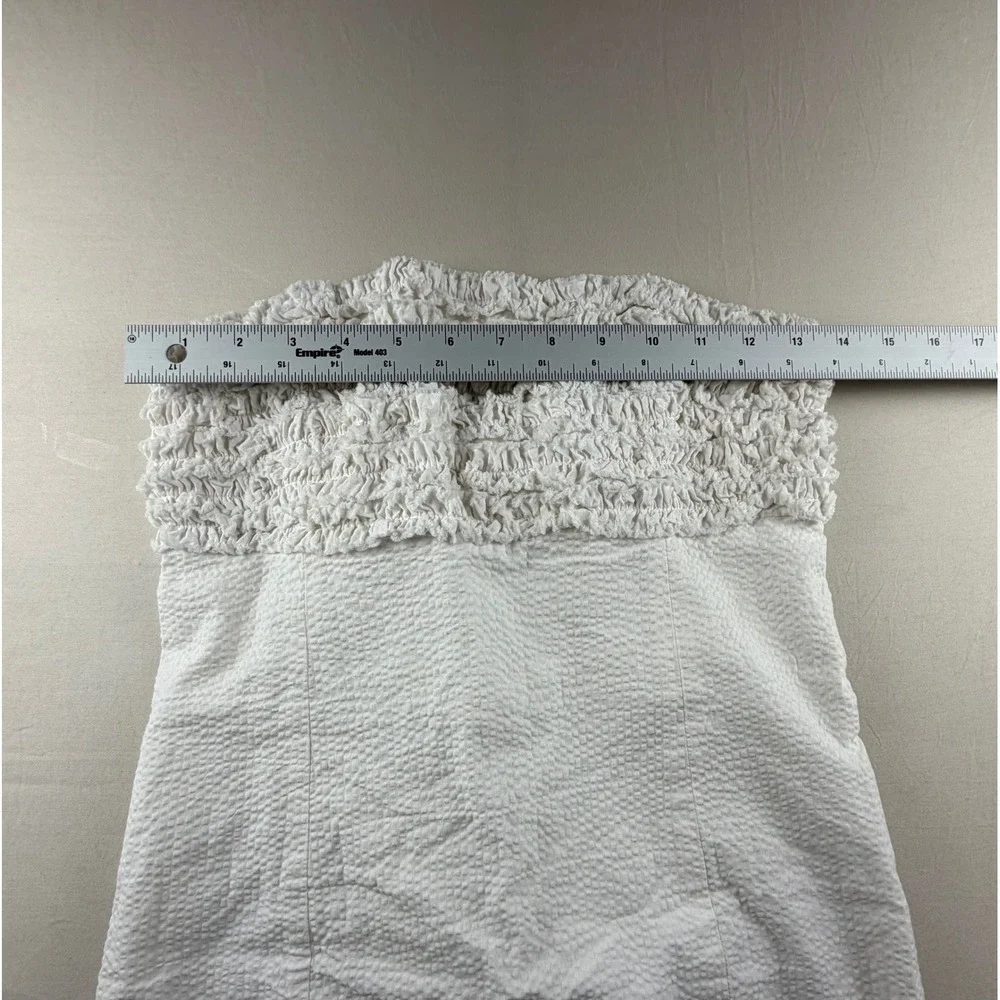 Lilly Pulitzer White Seersucker Strapless Bow Dress Womens size 2 Ruffle‎ 0182 - Picture 4 of 7
